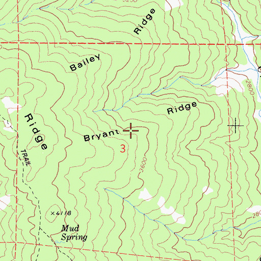Topographic Map of Bryant Ridge, CA