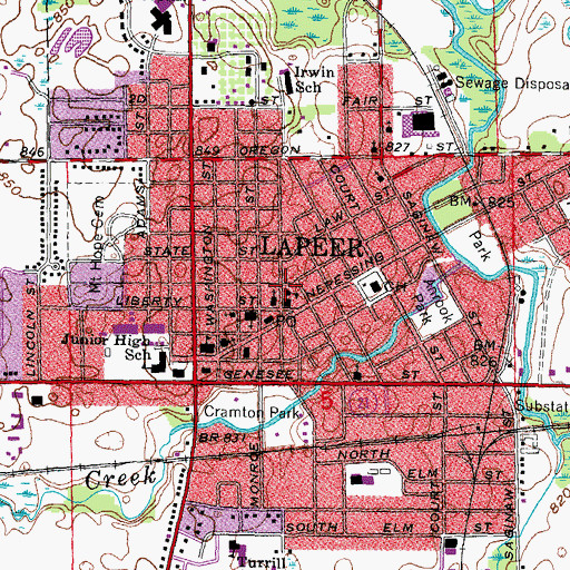 Topographic Map of Lapeer County Historical Society Museum, MI
