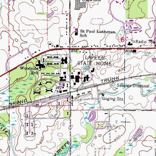 Topographic Map of Mott Community College-Lapeer, MI