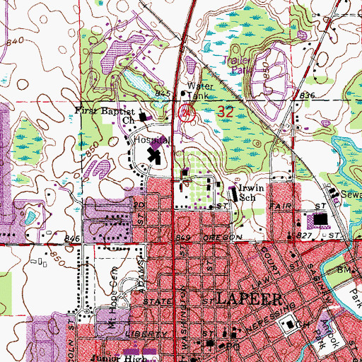 Topographic Map of McLaren Community Medical Center, MI
