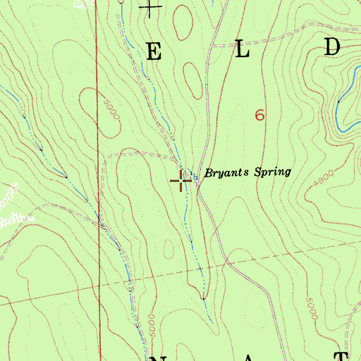 Topographic Map of Bryants Spring, CA