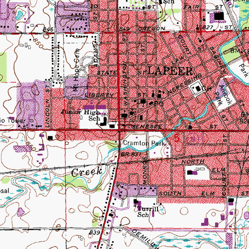 Topographic Map of Marguerite de Angeli Library, MI