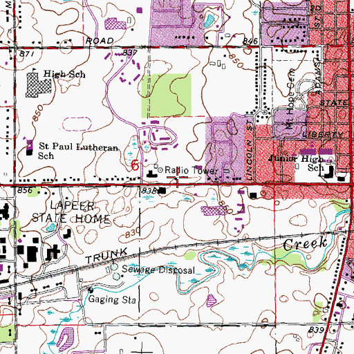 Topographic Map of Lapeer City Fire and Rescue Department, MI