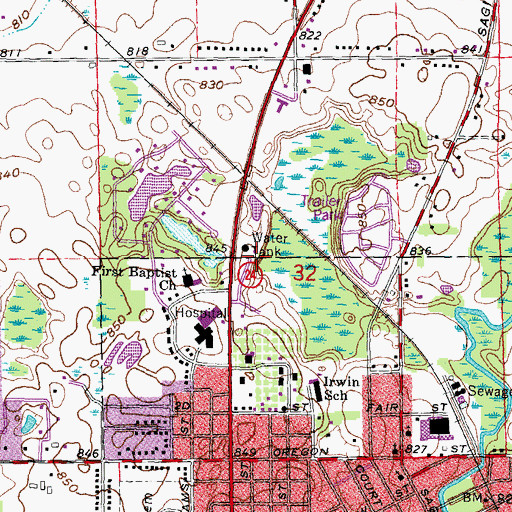 Topographic Map of Watertower Travel Trailer Park, MI