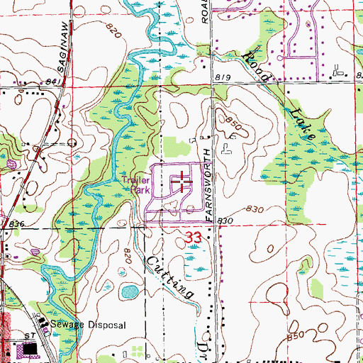 Topographic Map of Lapeer Meadows Mobile Home Park, MI