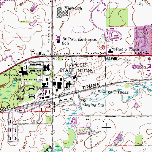 Topographic Map of Chatfield School, MI