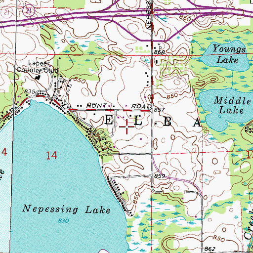 Topographic Map of Hilltop Campground, MI
