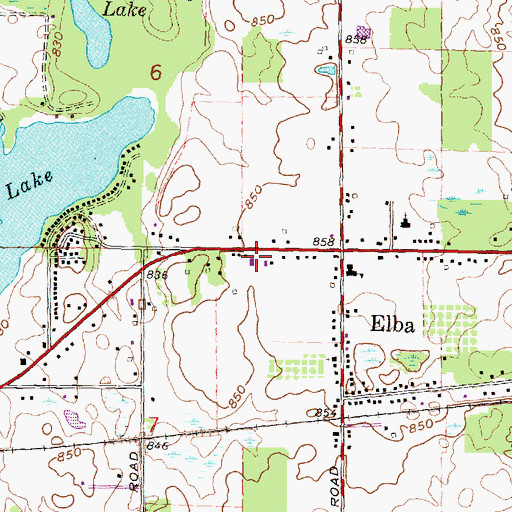 Topographic Map of Elba Library, MI