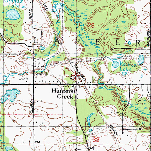 Topographic Map of Hunters Creek Community Church, MI