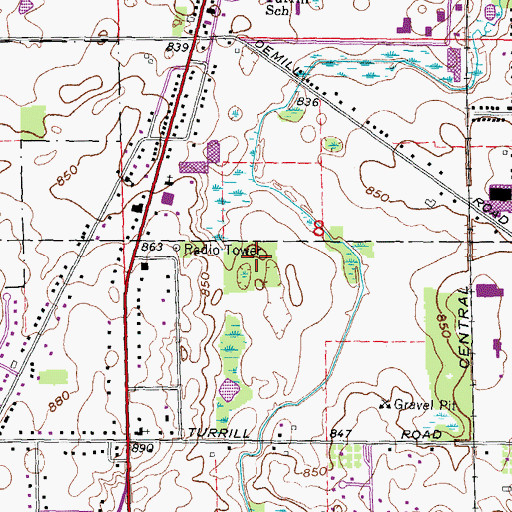 Topographic Map of Hunters Creek Mobile Home Community, MI