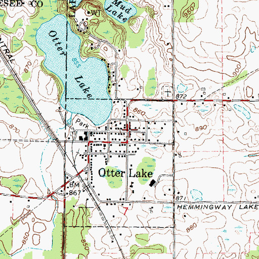 Topographic Map of Otter Lake United Methodist Church, MI