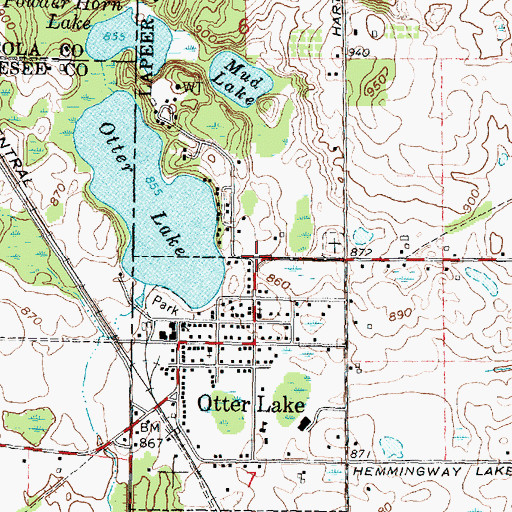 Topographic Map of Otter Lake Seventh Day Church, MI