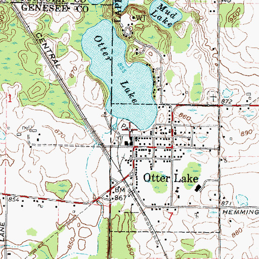 Topographic Map of Otter Lake Village Campground, MI