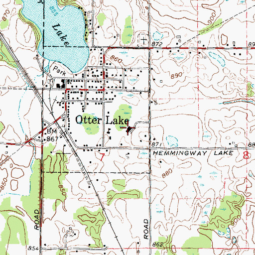 Topographic Map of Otter Lake Elementary School, MI