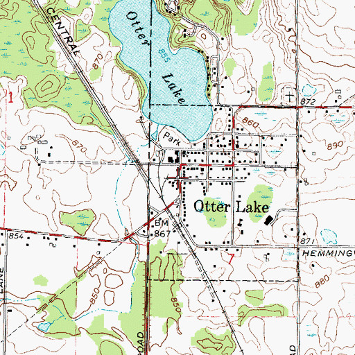 Topographic Map of Otter Lake Branch Library, MI