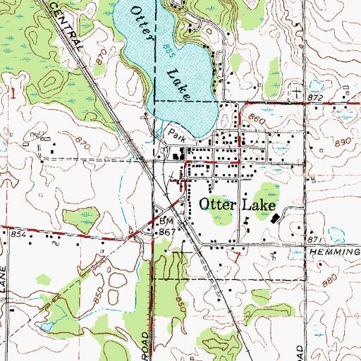 Topographic Map of Otter Lake Fire and Rescue, MI