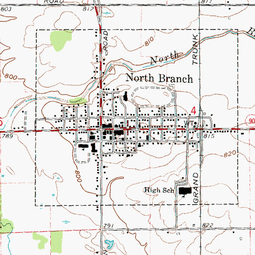 Topographic Map of North Branch Post Office, MI
