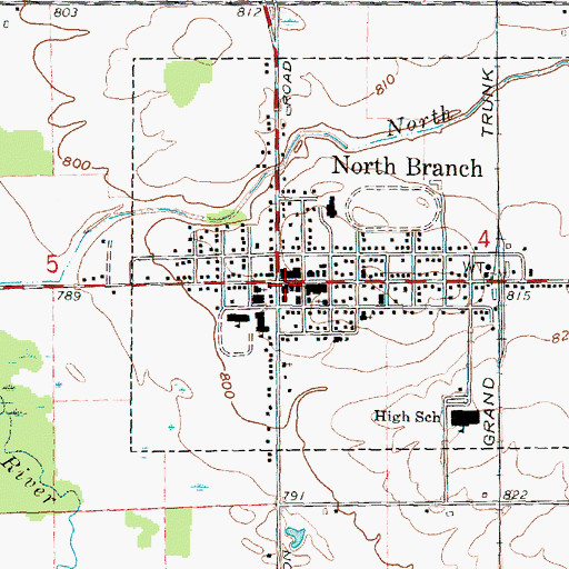 Topographic Map of North Branch Police Department, MI