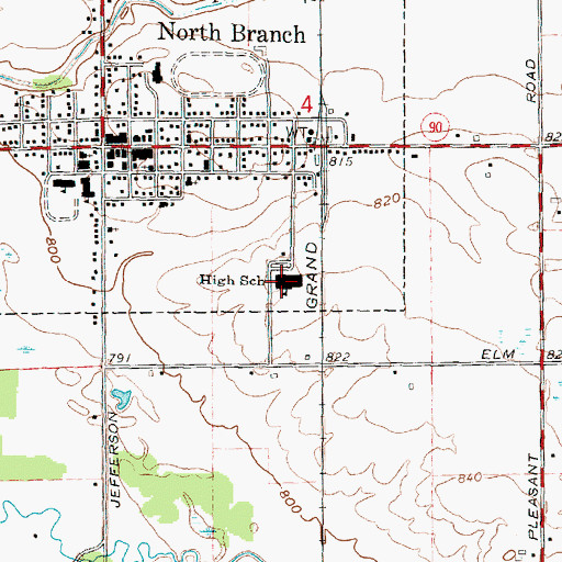 Topographic Map of North Branch High School, MI
