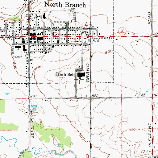 Topographic Map of North Branch Middle School, MI