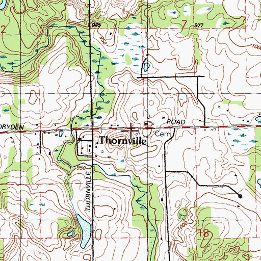 Topographic Map of Thornville Baptist Church, MI