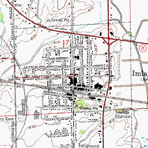 Topographic Map of Methodist Church of Imlay City, MI