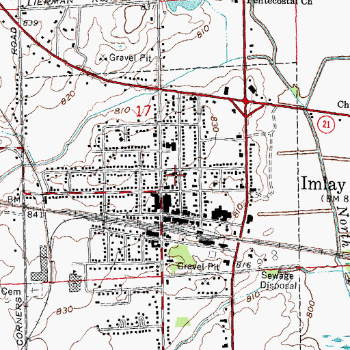 Topographic Map of First Congregational Church, MI