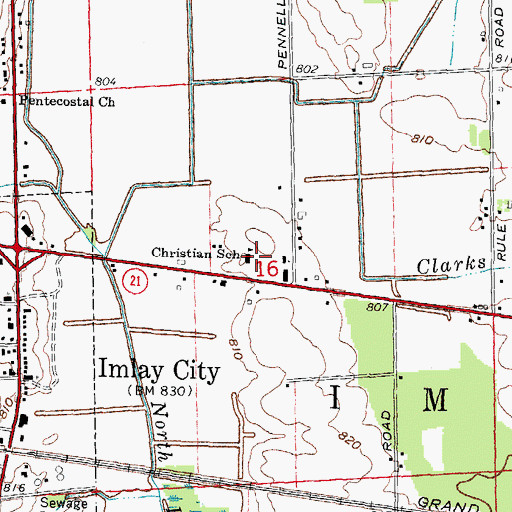 Topographic Map of Family of Christ Lutheran Church, MI