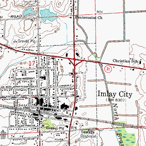 Topographic Map of Imlay City Christian Reformed Church, MI