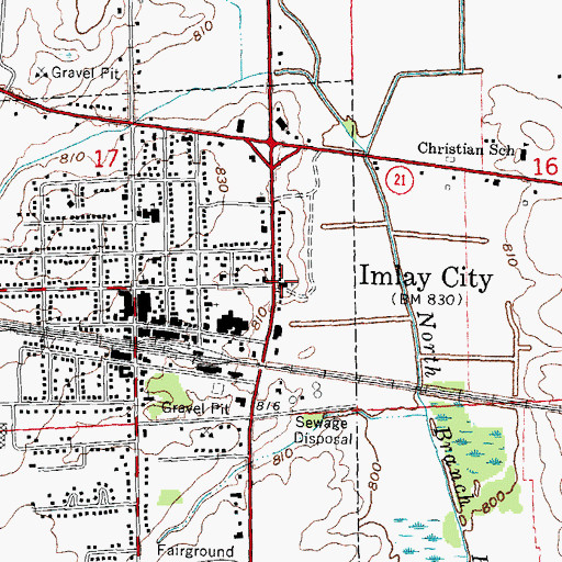 Topographic Map of Saint Paul's Lutheran Church, MI