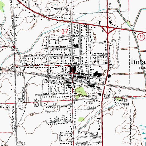 Topographic Map of Imlay City Post Office, MI