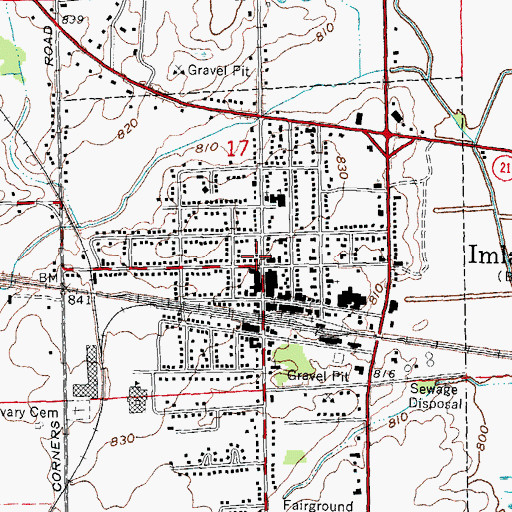 Topographic Map of Ruth Hughes Memorial Library, MI