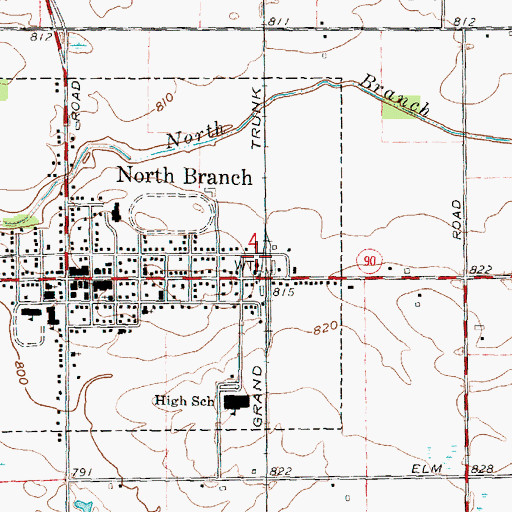Topographic Map of North Branch Memorial Park, MI