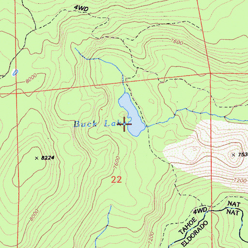 Topographic Map of Buck Lake, CA