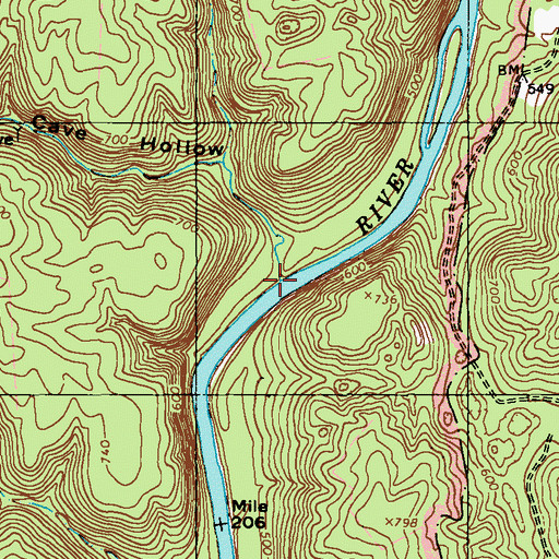 Topographic Map of Piney Creek, KY