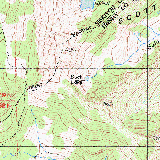 Topographic Map of Buck Lake, CA