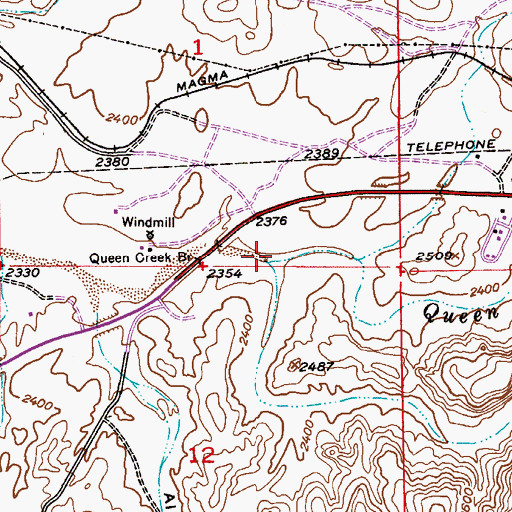 Topographic Map of Arnett Creek, AZ