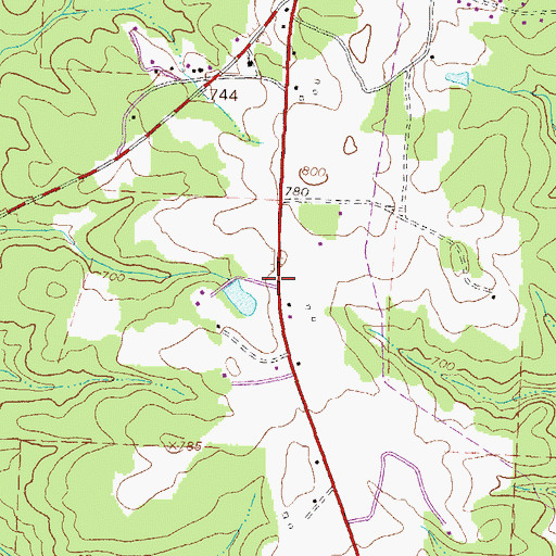 Topographic Map of Middlebrooks Cemetery, GA