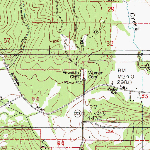 Topographic Map of Edwards Pioneer Cemetery, OR
