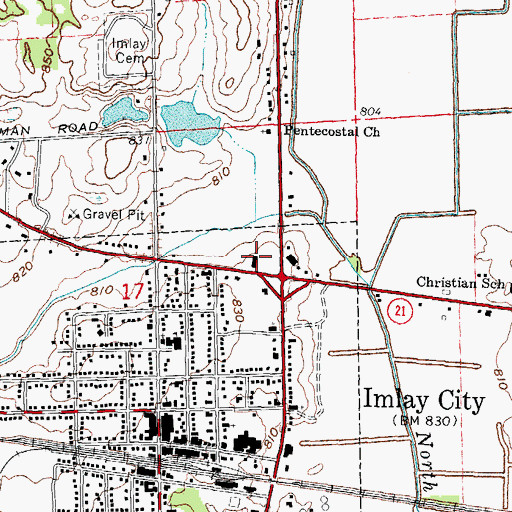 Topographic Map of Belle Valley Plaza, MI