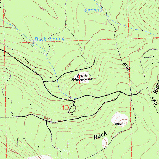 Topographic Map of Buck Meadows, CA