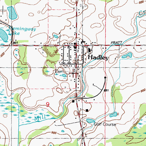 Topographic Map of Lapeer District Library-Hadley Branch, MI