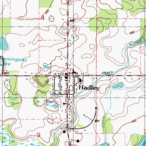Topographic Map of Hadley Baptist Church, MI
