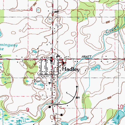 Topographic Map of Hadley Elementary School, MI
