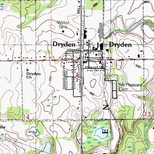 Topographic Map of Saint Johns Episcopal Church, MI
