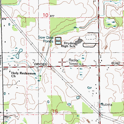 Topographic Map of Dryden Township Police Department, MI