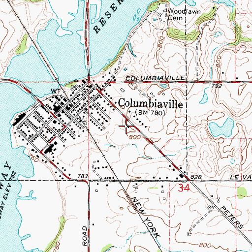 Topographic Map of Columbiaville Assembly of God Church, MI