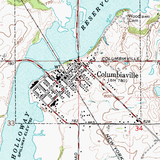 Topographic Map of Columbiaville Fire Department, MI