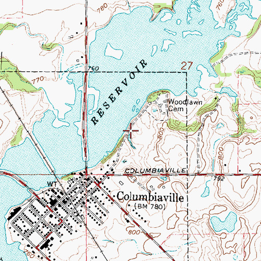 Topographic Map of Columbiaville United Methodist Church, MI