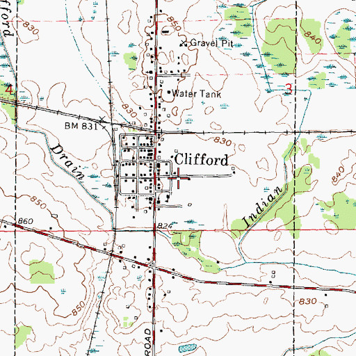 Topographic Map of Burlington Township Fire Department, MI